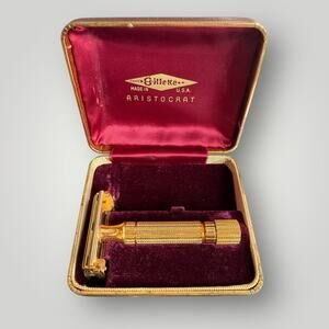 Vintage Gillette Gold Tone Aristocrat Safety Razor